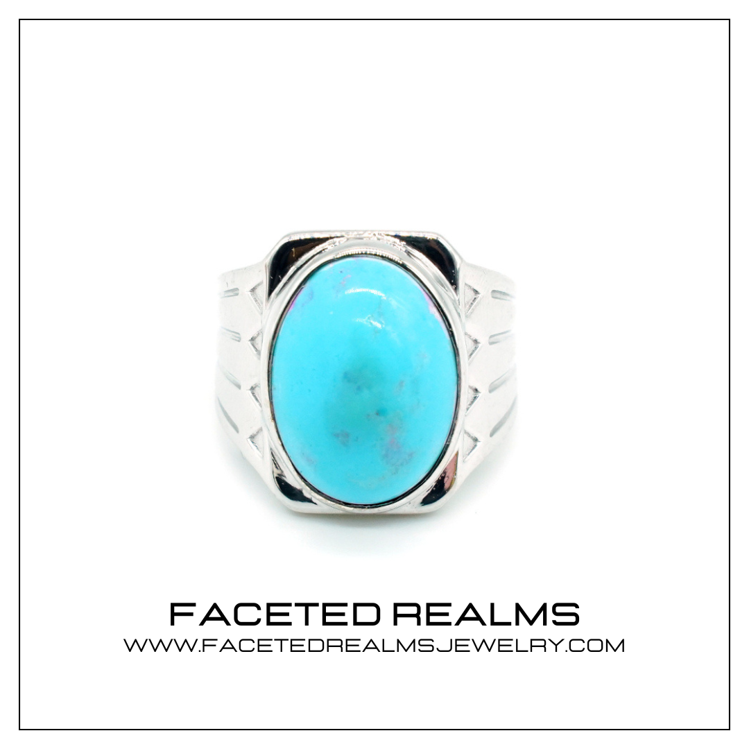 12 Carats Arizona Turquoise Gemstone Ring for Men 925 Sterling Silver, firoza, firoze, natural firoza gemstone, gift ideas for him, gift ideas, neyshapur turquoise, nishapur firoza, arizona gems, ethical gemstones, jewelry making, formal gemstone ring