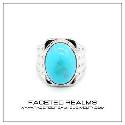 12 Carats Arizona Turquoise Gemstone Ring for Men 925 Sterling Silver, firoza, firoze, natural firoza gemstone, gift ideas for him, gift ideas, neyshapur turquoise, nishapur firoza, arizona gems, ethical gemstones, jewelry making, formal gemstone ring