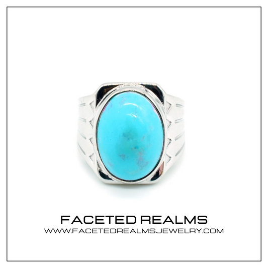 12 Carats Arizona Turquoise Gemstone Ring for Men 925 Sterling Silver, firoza, firoze, natural firoza gemstone, gift ideas for him, gift ideas, neyshapur turquoise, nishapur firoza, arizona gems, ethical gemstones, jewelry making, formal gemstone ring