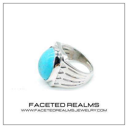 12 Carats Arizona Turquoise Gemstone Ring for Men 925 Sterling Silver, firoza, firoze, natural firoza gemstone, gift ideas for him, gift ideas, neyshapur turquoise, nishapur firoza, arizona gems, ethical gemstones, jewelry making, formal gemstone ring