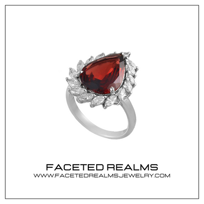 Red Garnet Gem Women's Event Ring with Marquise-Cut Cubic Zirconia