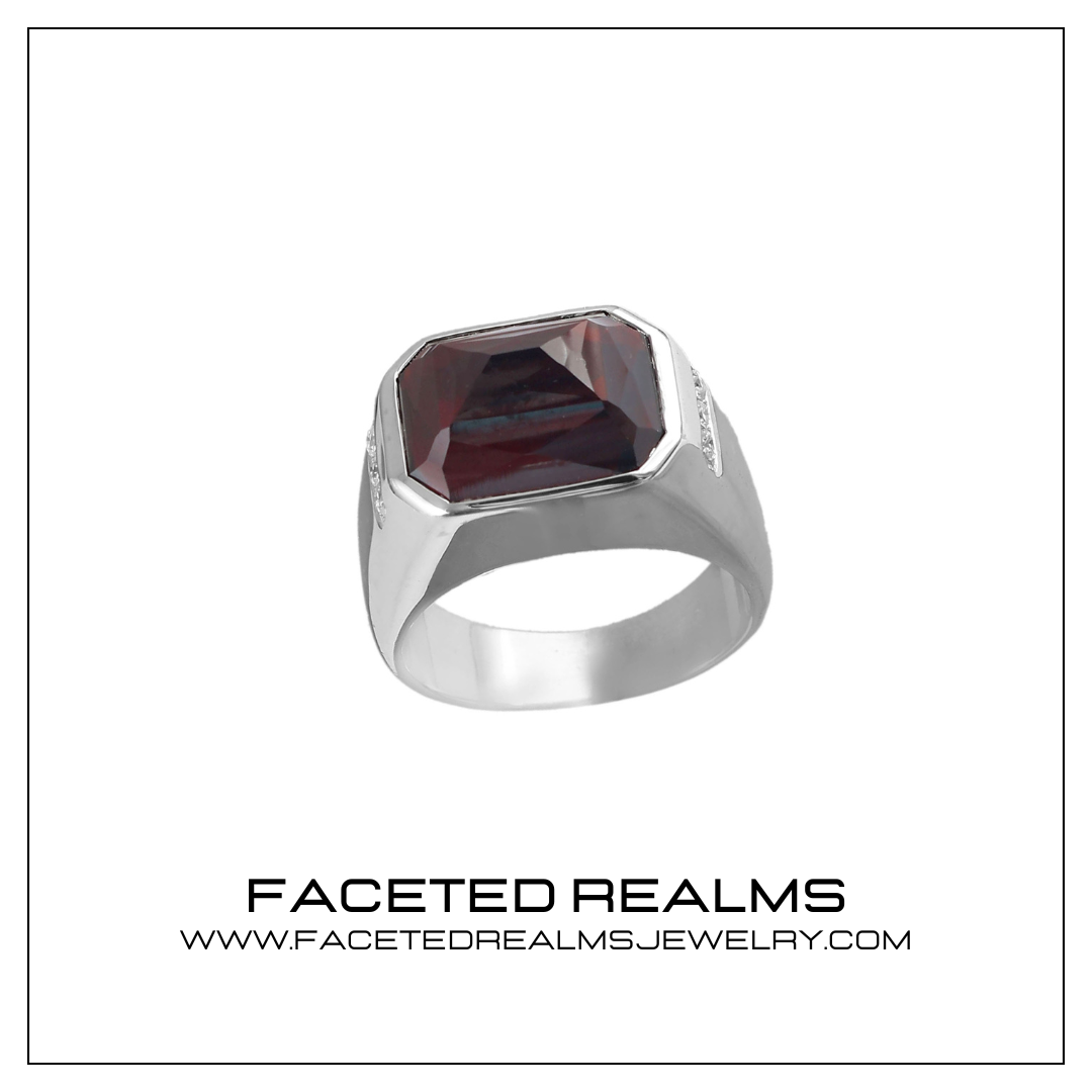 14x10 mm Natural Red Garnet Ring for Men 925 Sterling Silver, Formal Jewelry, Natural Gemstones, Ethical Gemstone Jewelry, Red garnet, concave cut gemstone, faceted gem, unique design jewelry, jewelry making, handmade jewelry, garnet jewelry, octagon red garnet, gift ideas for him, gift ideas, jewelry gift, jewelry designer, qatar jewelry, dubai jewelry, qatar gems, dubai gems, mens gemstone rings