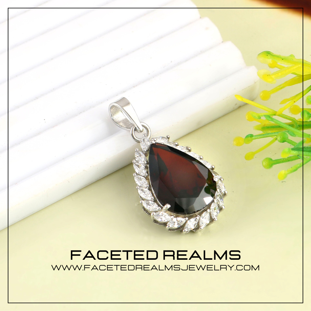 11.30 Carats Red Garnet Gemstone Pendant 925 Sterling Silver Jewelry, Formal Jewelry, Natural Gemstones, Ethical Gemstone Jewelry, Red garnet, concave cut gemstone, faceted gem, unique design jewelry, jewelry making, handmade jewelry, garnet jewelry, octagon red garnet, gift ideas for him, gift ideas, jewelry gift, jewelry designer, qatar jewelry, dubai jewelry, qatar gems, dubai gems, mens gemstone rings