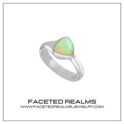 Trillion Shape Natural Ethiopian Opal Galaxy Portal Women's Ring