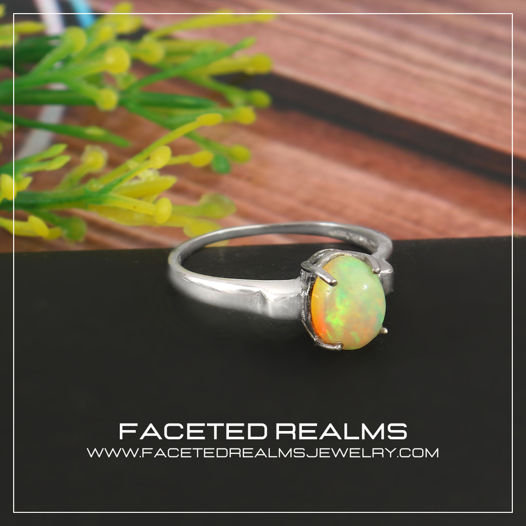 Stunning Ethiopian Oval Ring for Women - Aurora Trapped Within