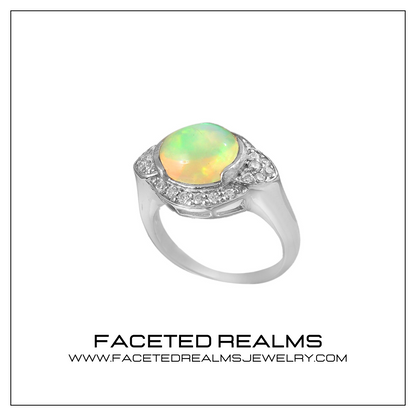 Nebula Opal Ring for Women with Exotic Petal Setting