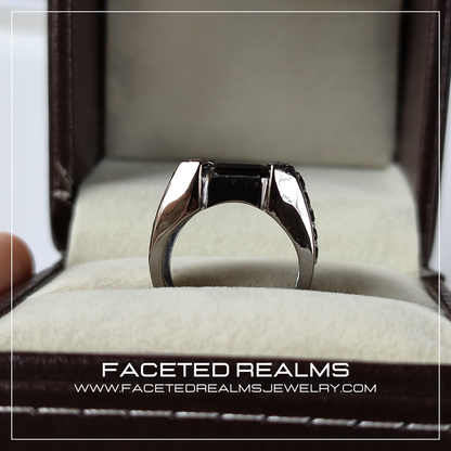 Black Spinel Formal Ring for Men 925 Sterling Silver Oxidised