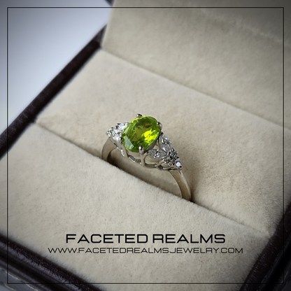 8x6 mm Natural Peridot Gemstone Ring for Women 925 Sterling Silver