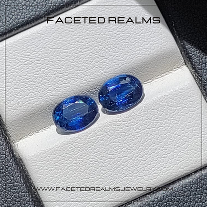 3.3 Carats Oval Royal Blue Kyanite Pair Natural Gemstones