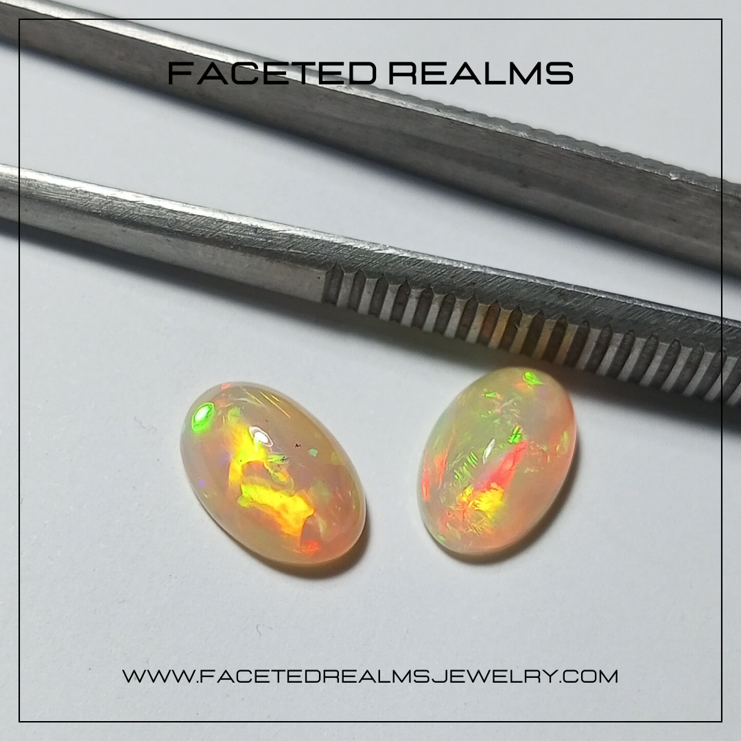 4.5 Carats Natural Ethiopian Opal Gemstone Cabochon Pair