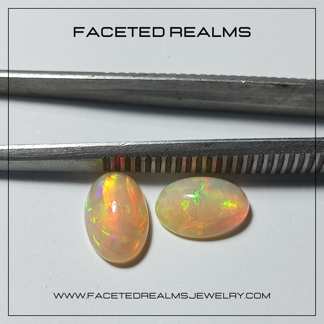 4.5 Carats Natural Ethiopian Opal Gemstone Cabochon Pair