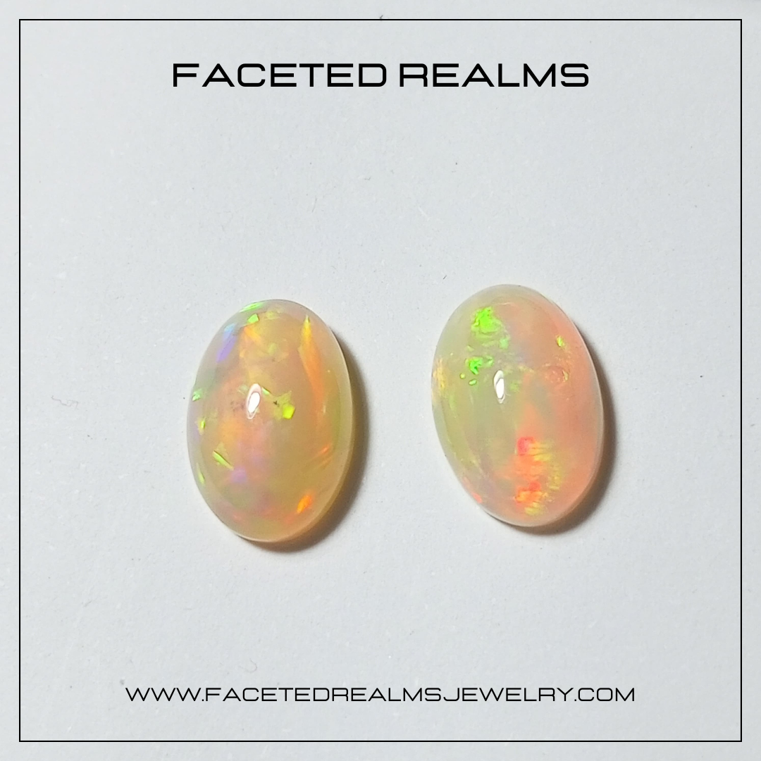 4.5 Carats Natural Ethiopian Opal Gemstone Cabochon Pair