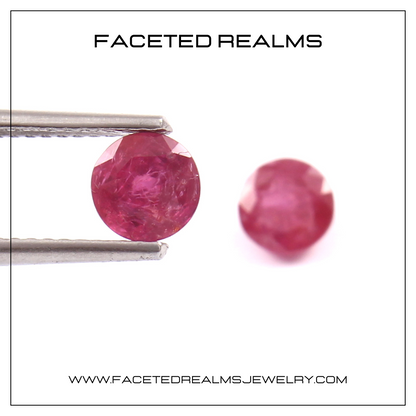 Natural Ruby Pair Round Vivid Pink Affordable 1.75 Carats