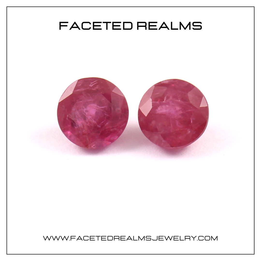 Natural Ruby Pair Round Vivid Pink Affordable 1.75 Carats