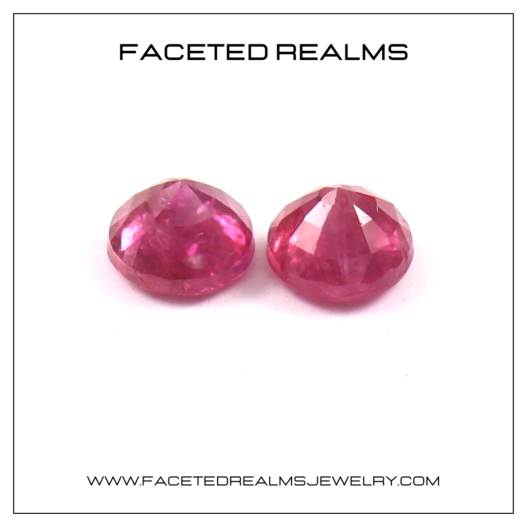 Natural Ruby Pair Round Vivid Pink Affordable 1.75 Carats