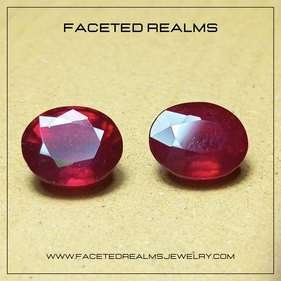 13.80 Carats Oval Rubies Gemstone Pair Glass Filled