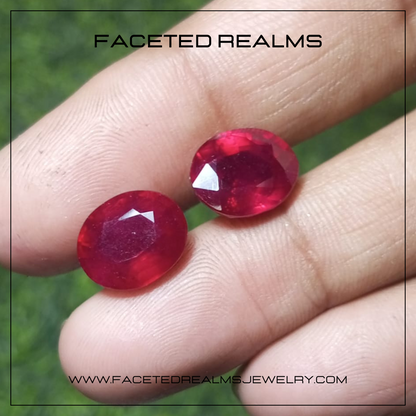 13.80 Carats Oval Rubies Gemstone Pair Glass Filled