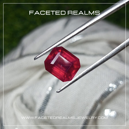 5.20 Carats Octagon Cut Royal Red Ruby Glass Filled Gemstone