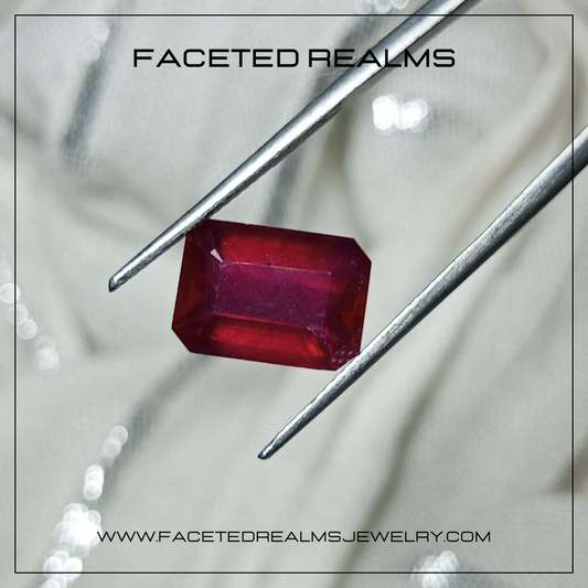 8.30 Carats Octagon Cut Pigeon Blood Ruby Glass Filled Gemstone