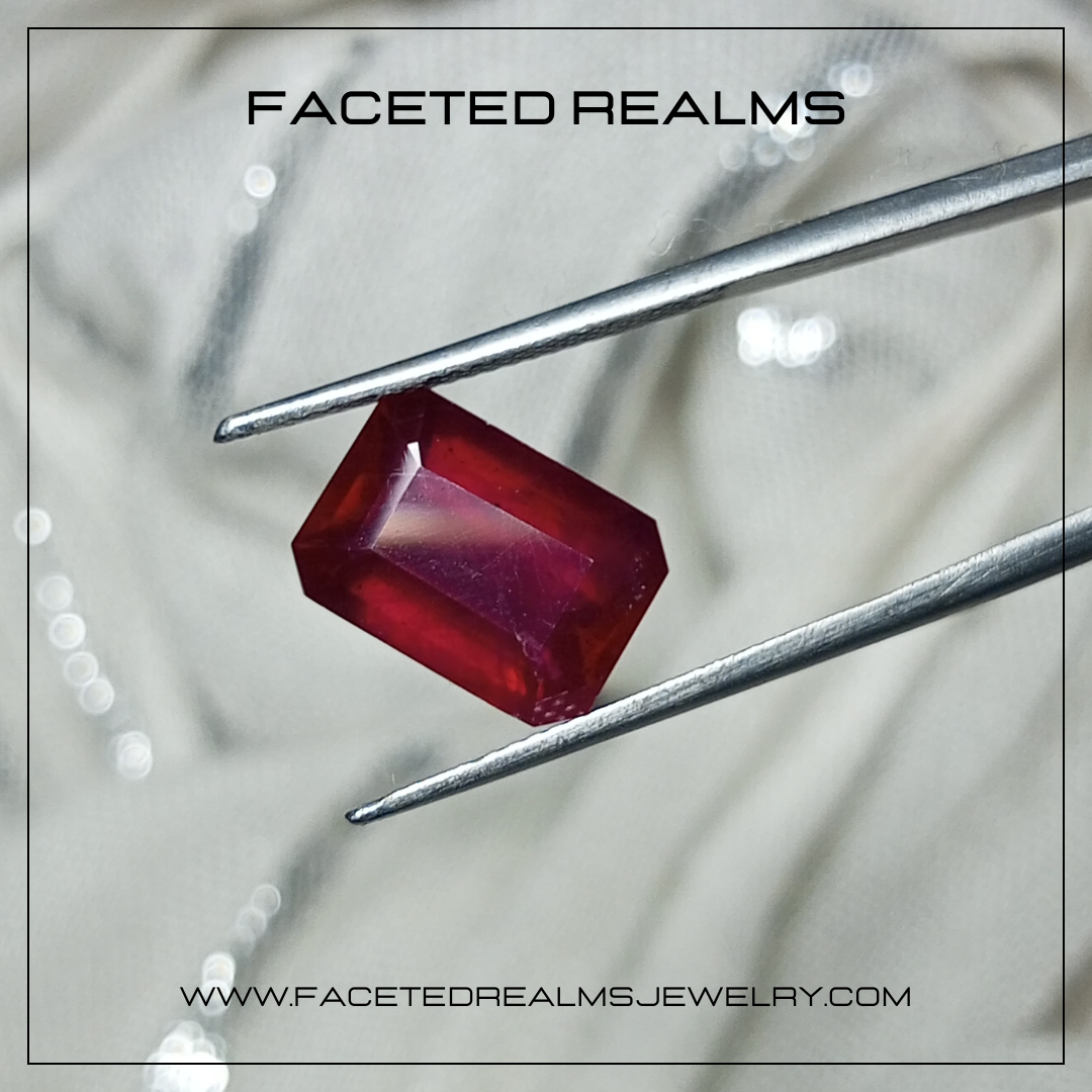 8.30 Carats Octagon Cut Pigeon Blood Ruby Glass Filled Gemstone