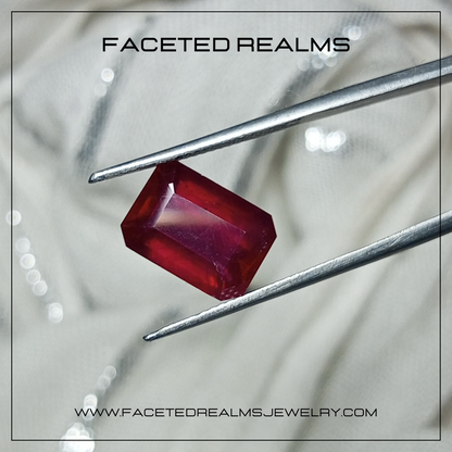 8.30 Carats Octagon Cut Pigeon Blood Ruby Glass Filled Gemstone