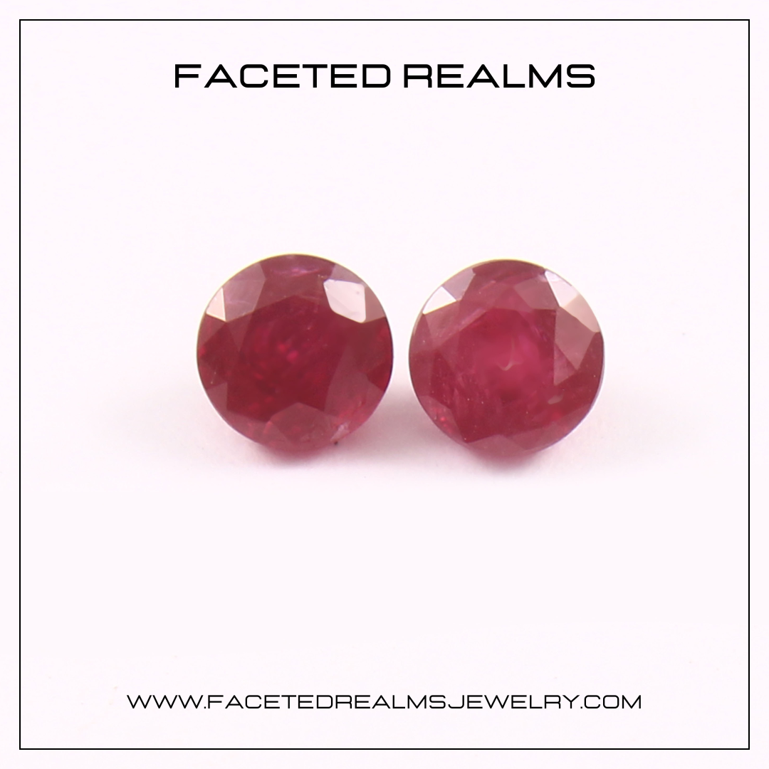 Natural Ruby Pair Round Vivid Red Affordable 1 Carat