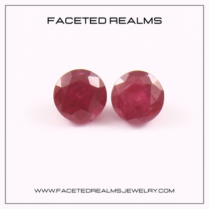 Natural Ruby Pair Round Vivid Red Affordable 1 Carat