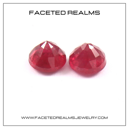 Natural Ruby Pair Round Vivid Red Affordable 1 Carat