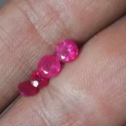 Natural Ruby Pair Round Vivid Pink Affordable 1.75 Carats