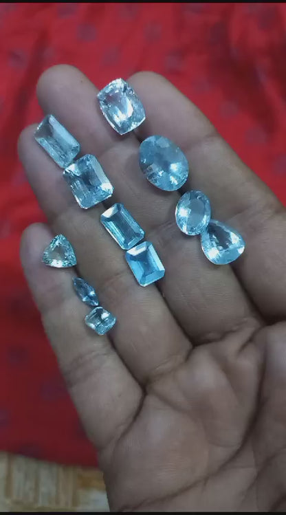 Faceted Natural Aquamarine Gemstone Wholesale Lot