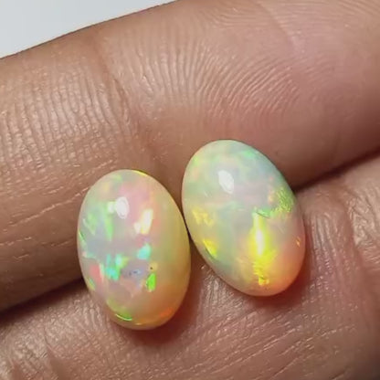 4.5 Carats Natural Ethiopian Opal Gemstone Cabochon Pair