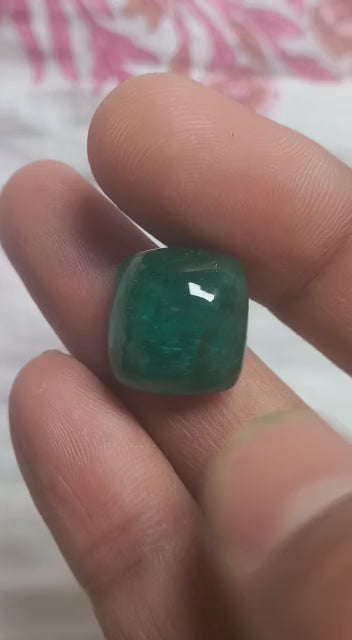 17.7 Carats Zambian Emerald Gemstone Cushion Cabochon